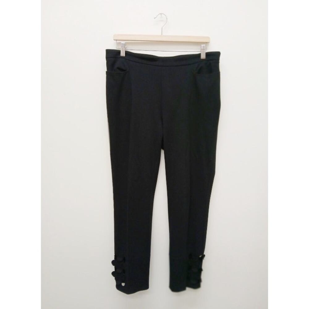 Akris Punto Circle Cut Out Straight Leg Trouser Ankle Pants Size 10 Black - Picture 3 of 11